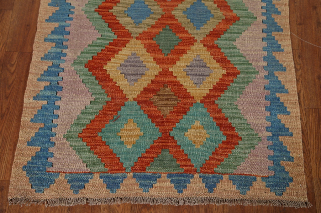 Colorful Geometric Kilim Area Rug 3x4