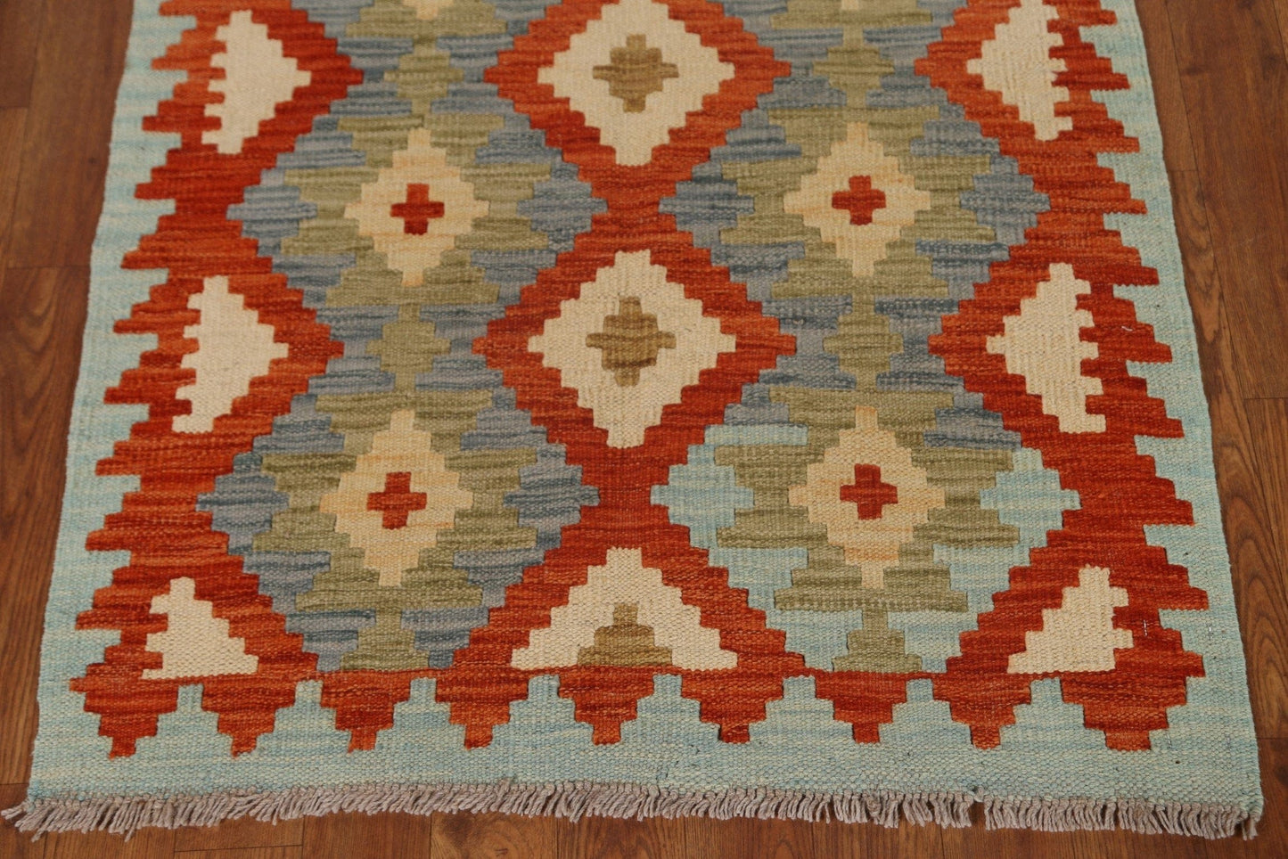 Geometric Kilim Wool Area Rug 3x4