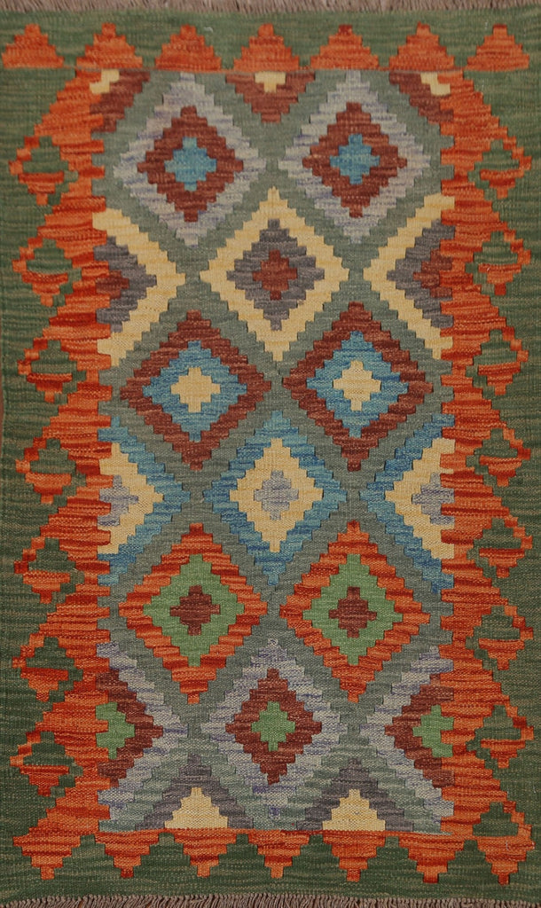 Hand-Woven Wool Kilim Area Rug 3x4