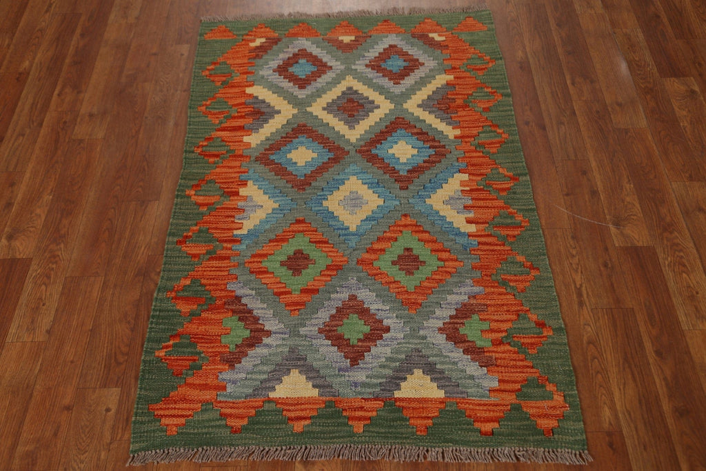 Hand-Woven Wool Kilim Area Rug 3x4