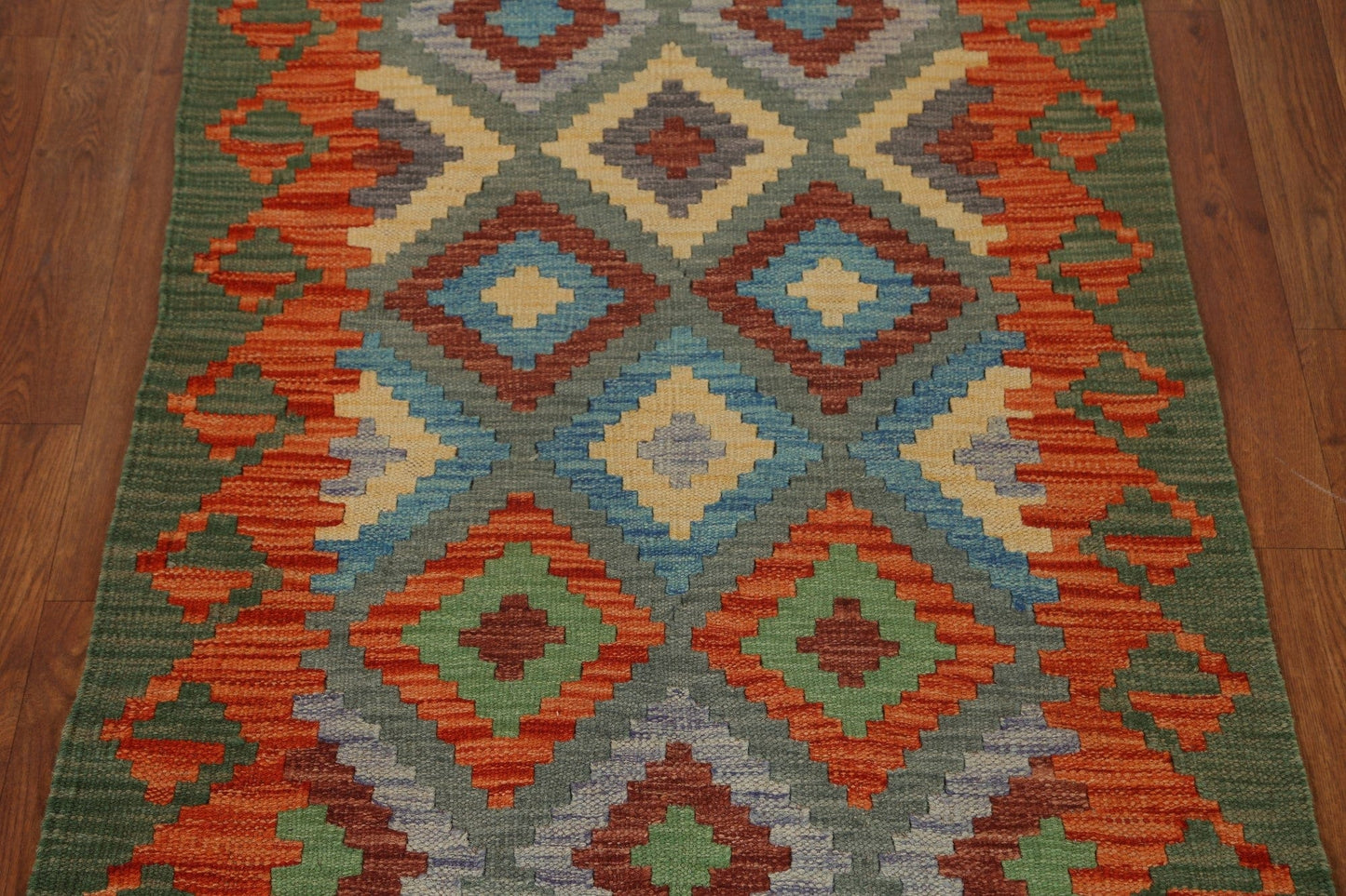 Hand-Woven Wool Kilim Area Rug 3x4