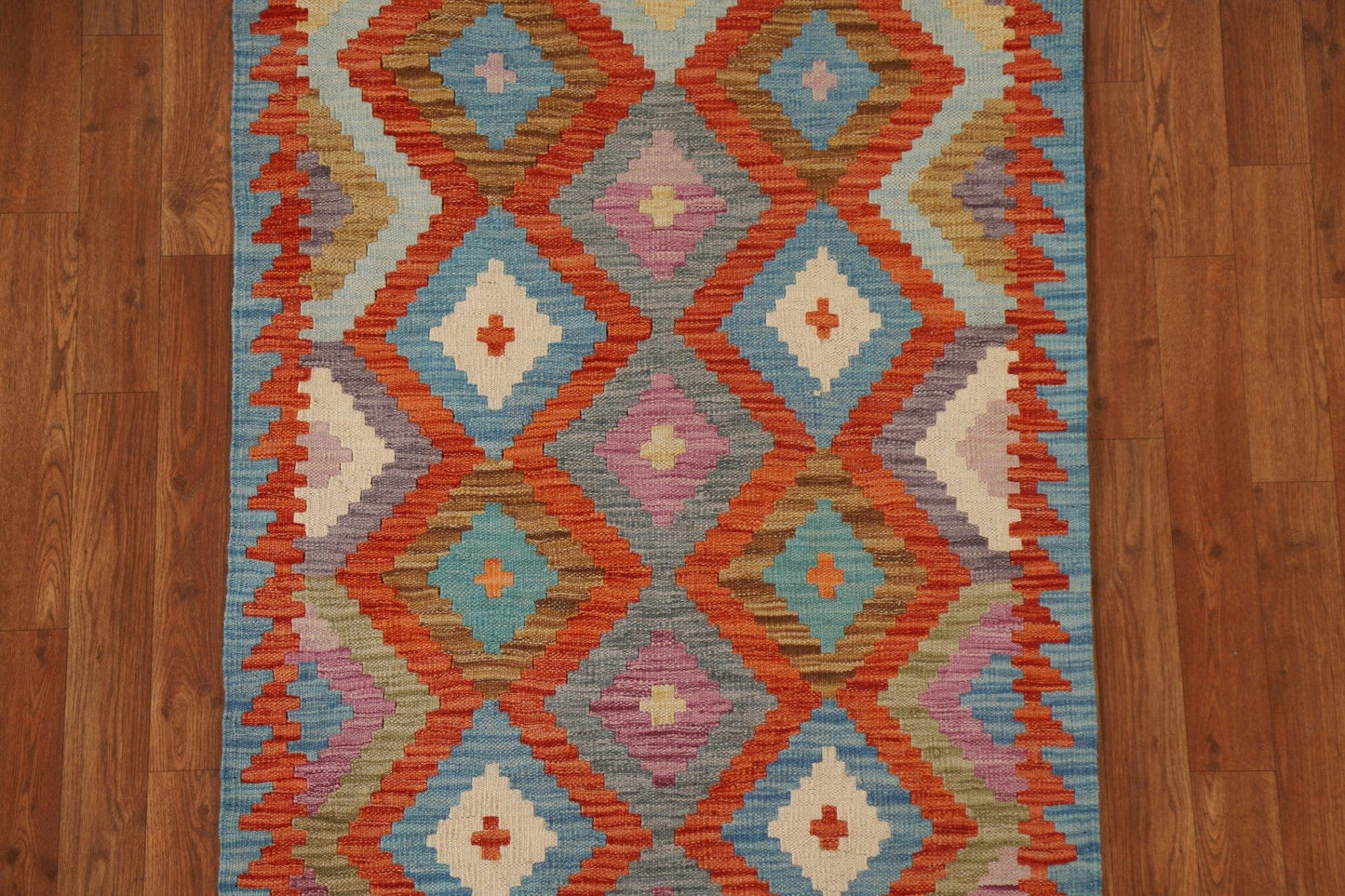 Orange Kilim Geometric Area Rug 3x4