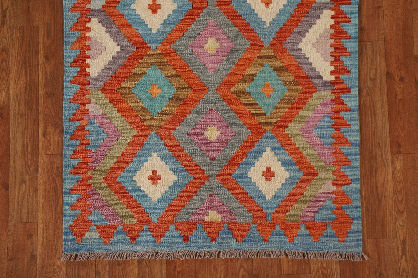 Orange Kilim Geometric Area Rug 3x4