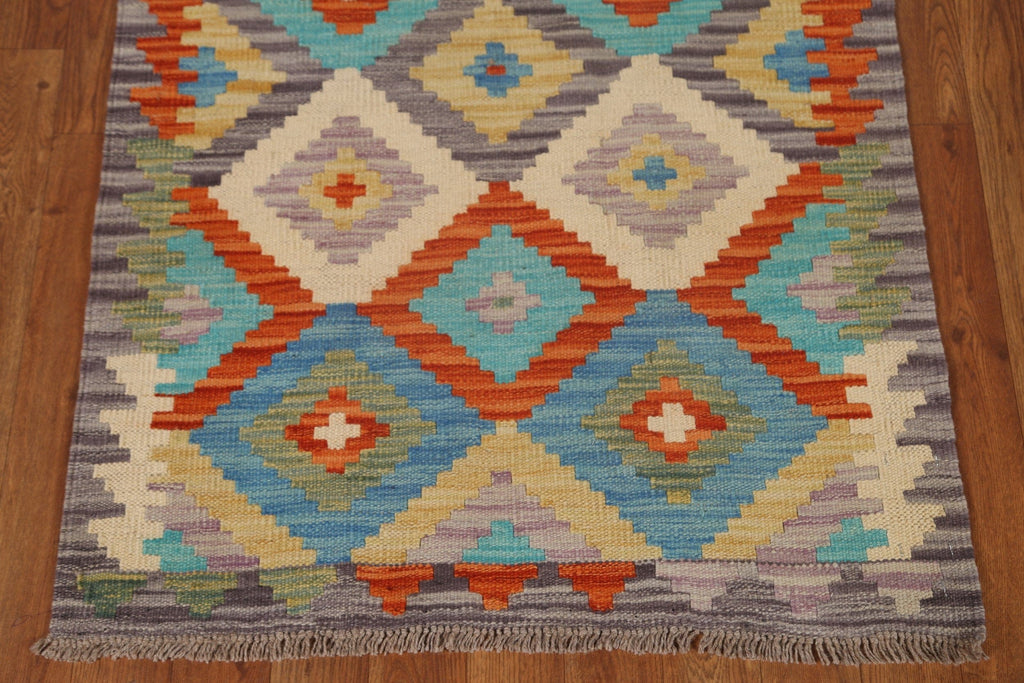 Hand-Woven Wool Kilim Area Rug 3x4