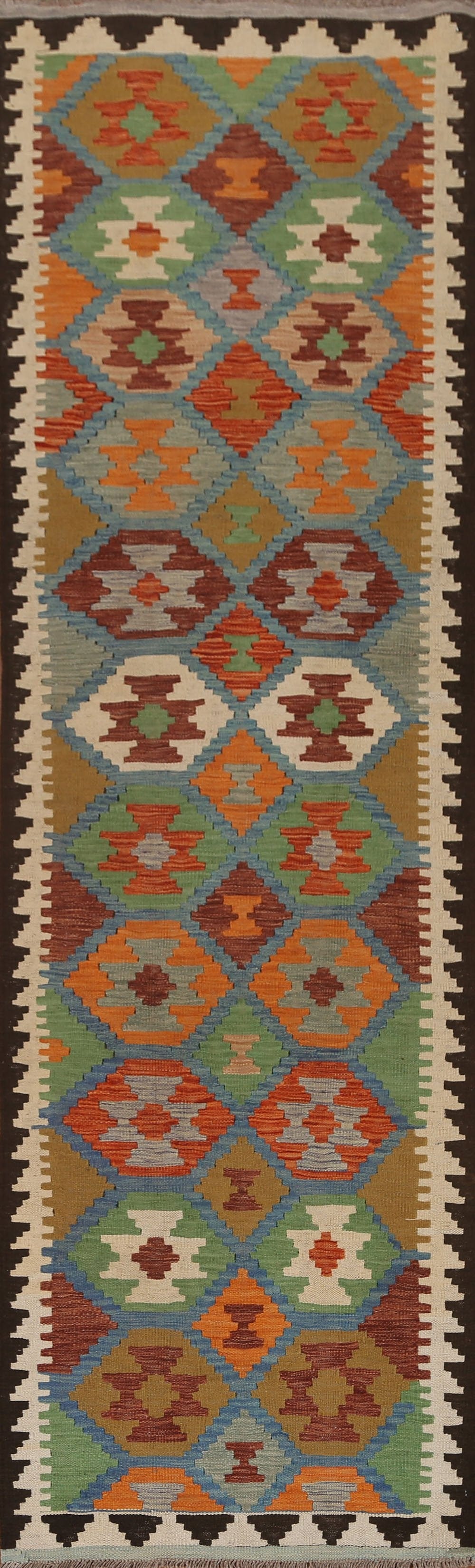 Geometric Kilim Oriental Runner Rug 3x10