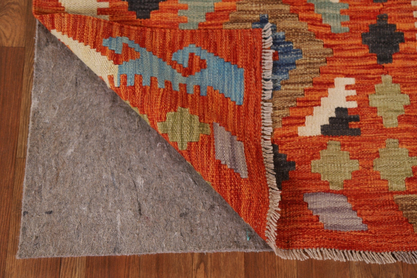 Orange Kilim Wool Runner Rug 3x10