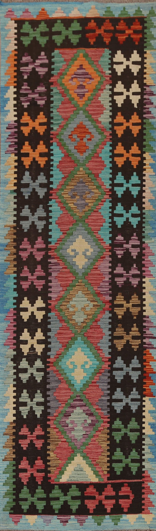 Geometric Kilim Oriental Runner Rug 3x10