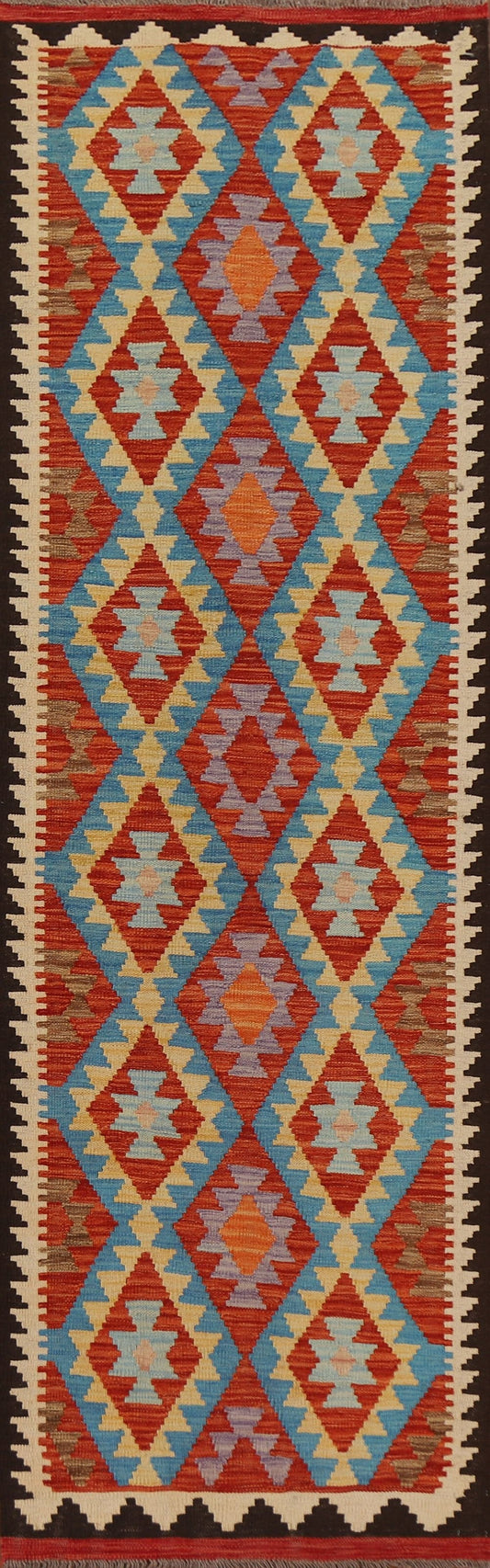 All-Over Kilim Geometric Runner Rug 3x10