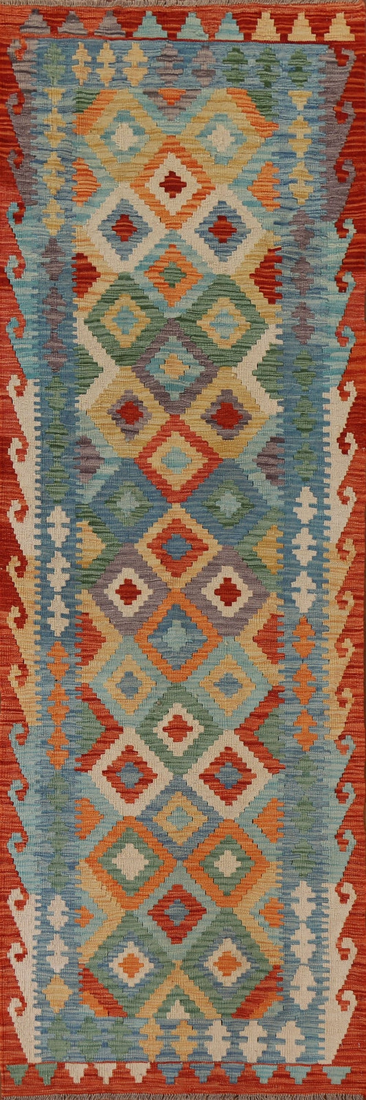 Geometric Kilim Oriental Runner Rug 3x9