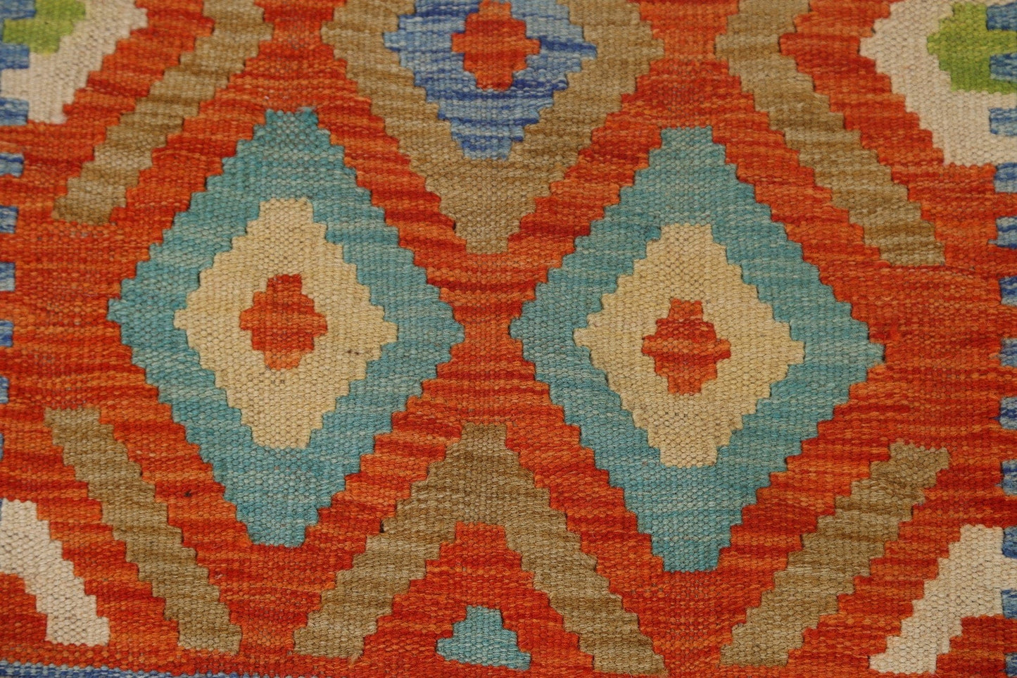 Orange Wool Kilim Runner Rug 3x10