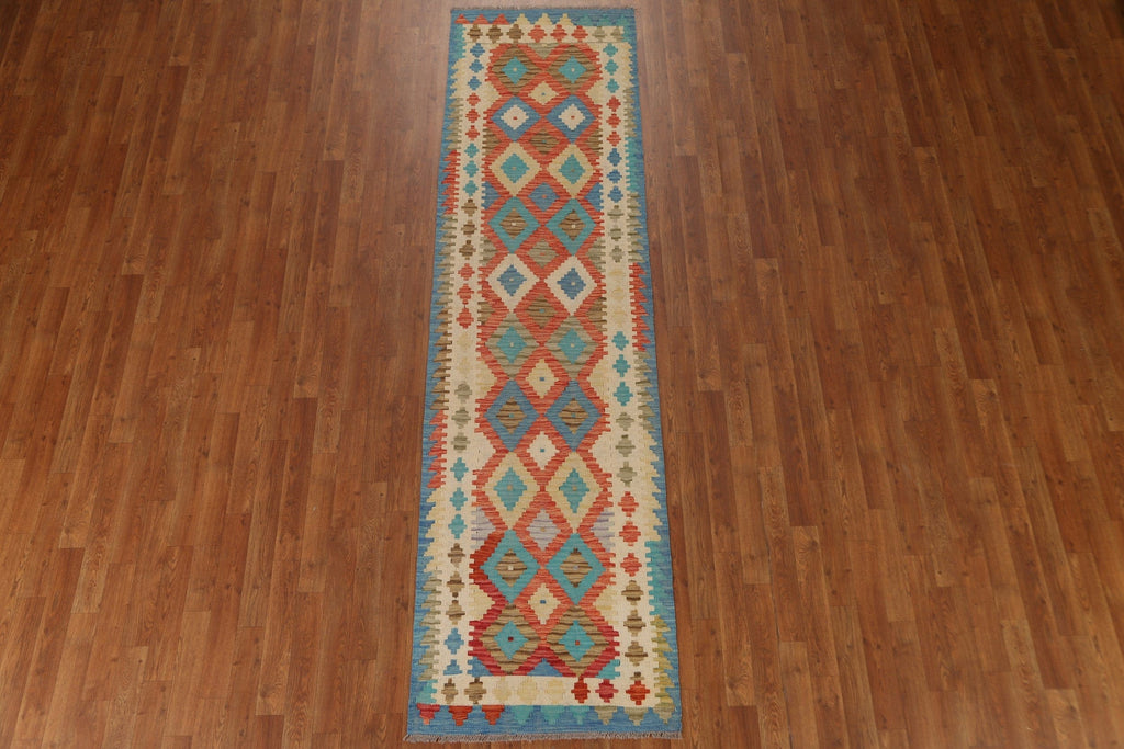 Hand-Woven Wool Kilim Oriental Runner Rug 3x9