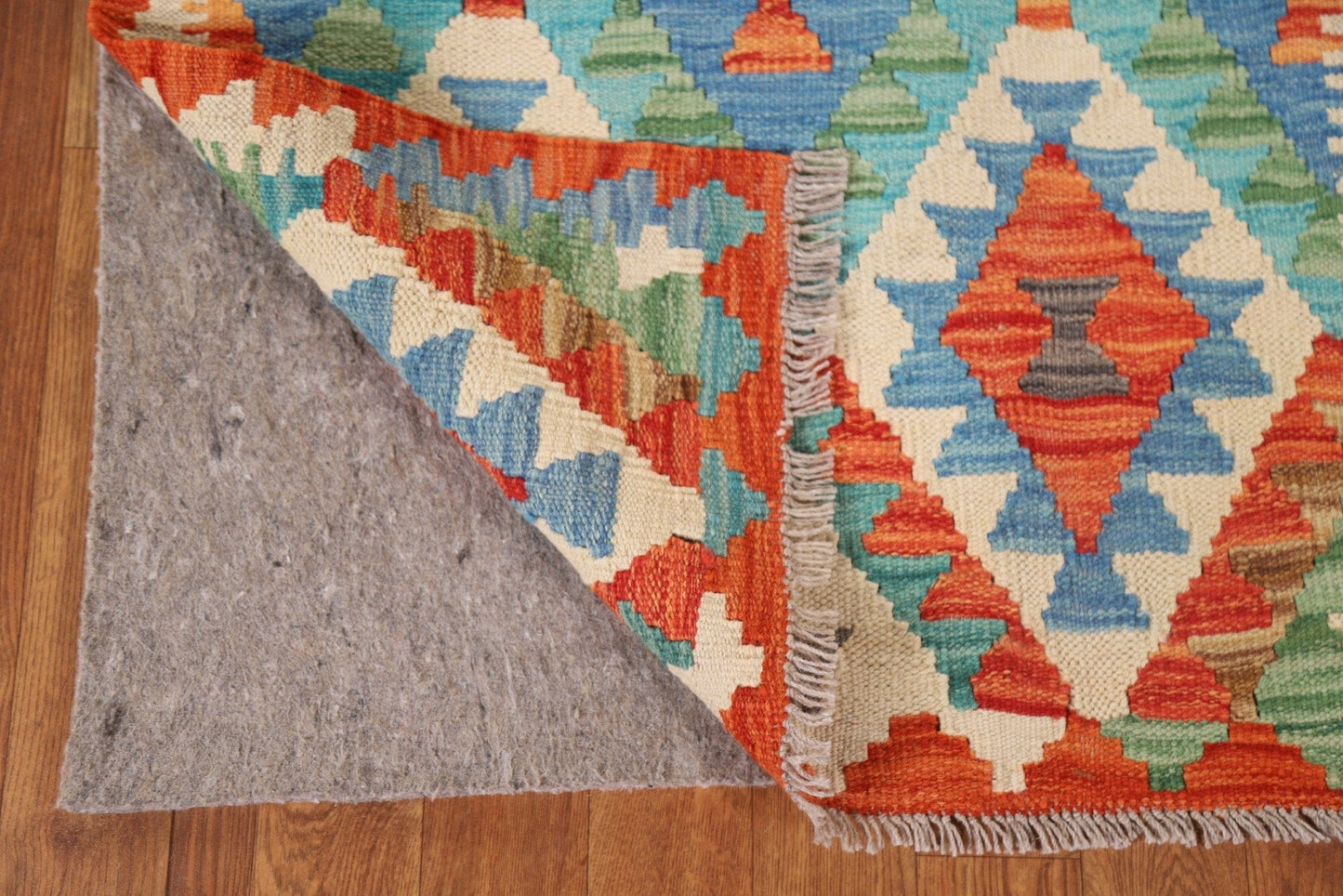 Geometric Kilim Wool Runner Rug 3x7