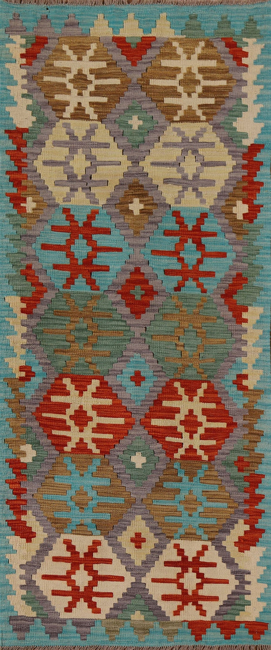 Geometric Kilim Oriental Runner Rug 3x7