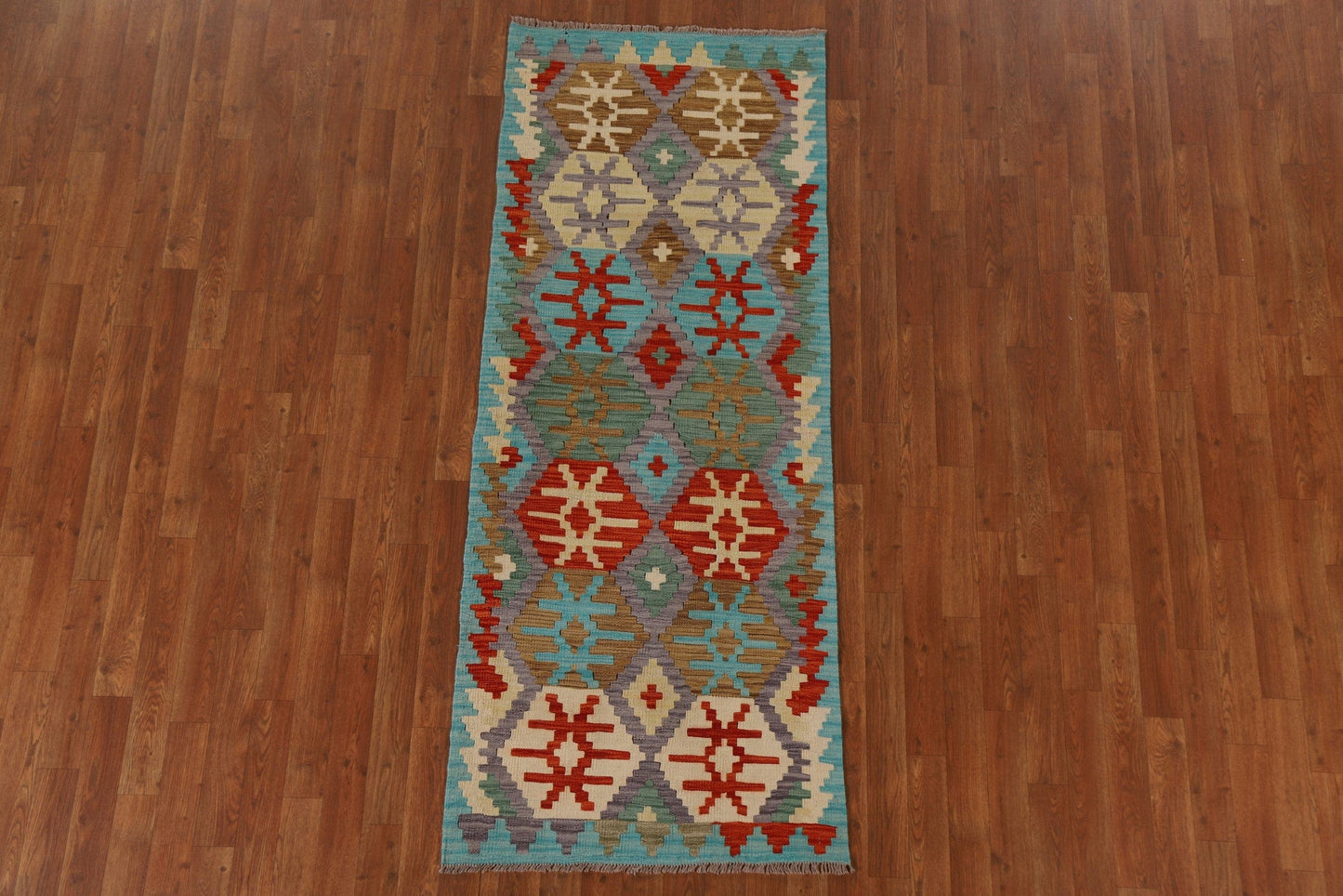 Geometric Kilim Oriental Runner Rug 3x7