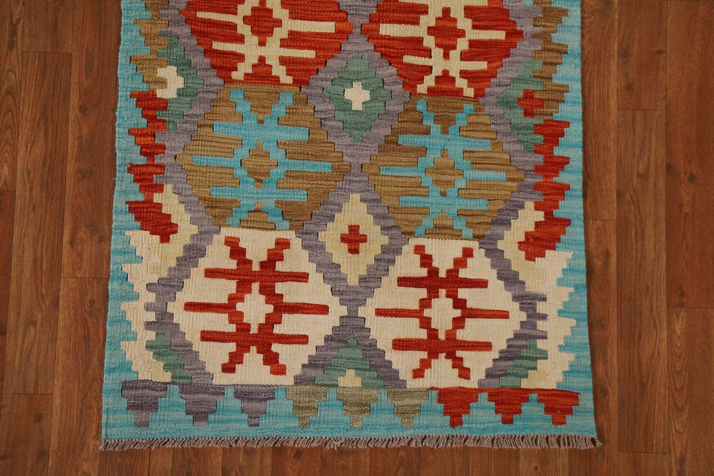 Geometric Kilim Oriental Runner Rug 3x7