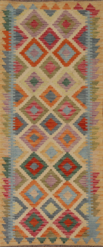 Geometric Kilim Oriental Runner Rug 3x7