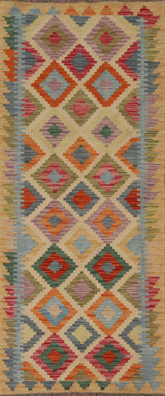 Geometric Kilim Oriental Runner Rug 3x7