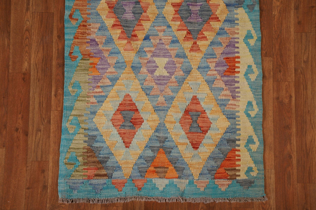 Geometric Kilim Oriental Runner Rug 3x7