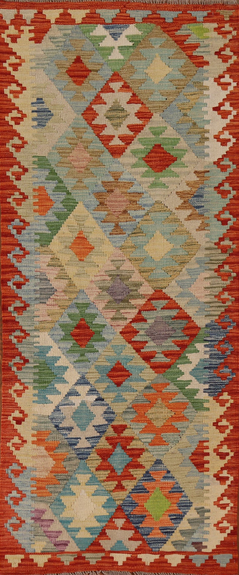 Geometric Kilim Oriental Runner Rug 3x7