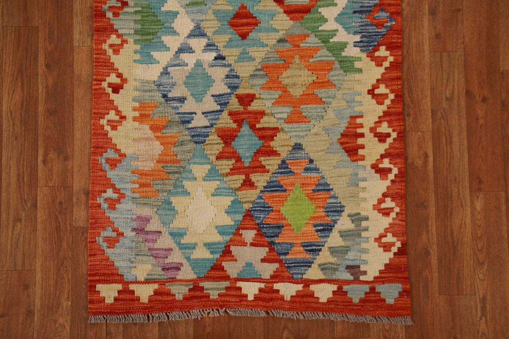 Geometric Kilim Oriental Runner Rug 3x7