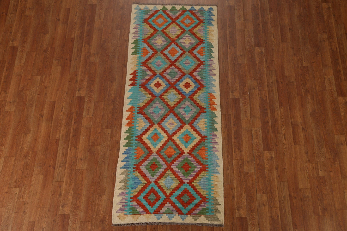 Geometric Kilim Oriental Runner Rug 3x7