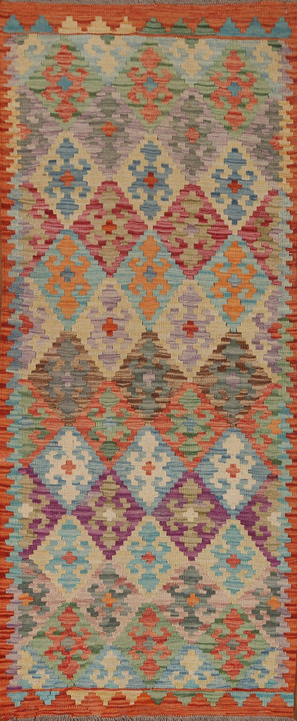 All-Over Kilim Geometric Runner Rug 3x7