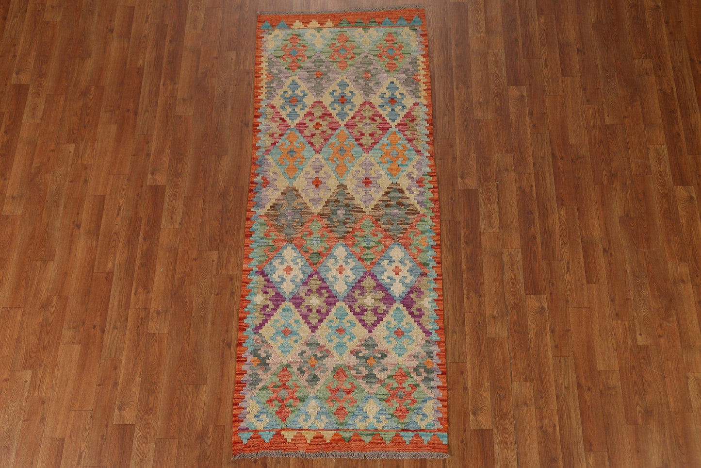 All-Over Kilim Geometric Runner Rug 3x7