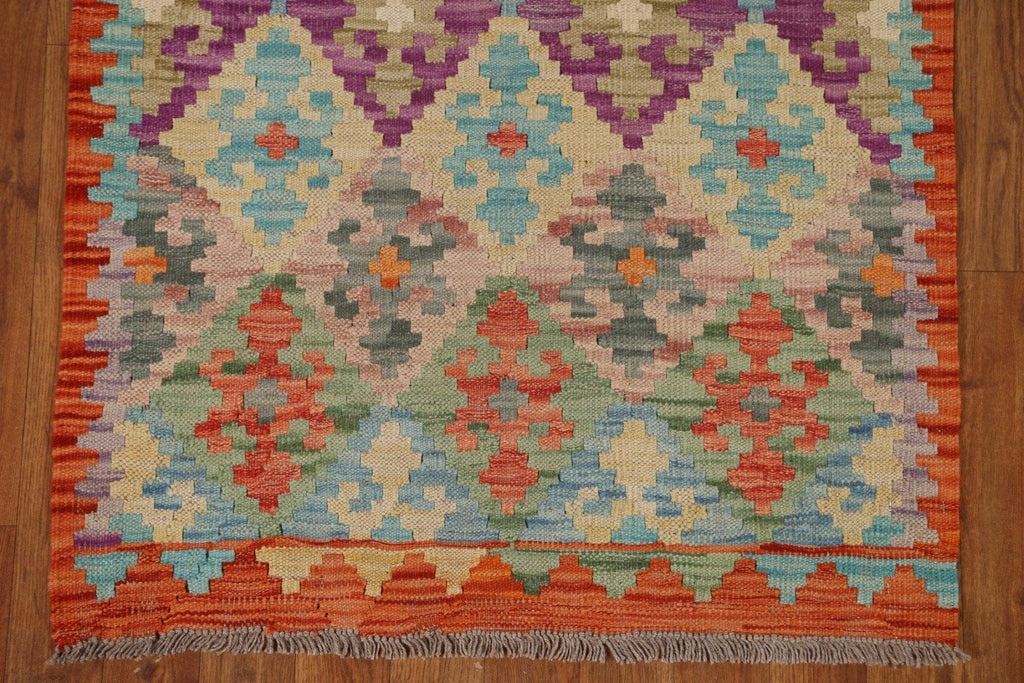 All-Over Kilim Geometric Runner Rug 3x7