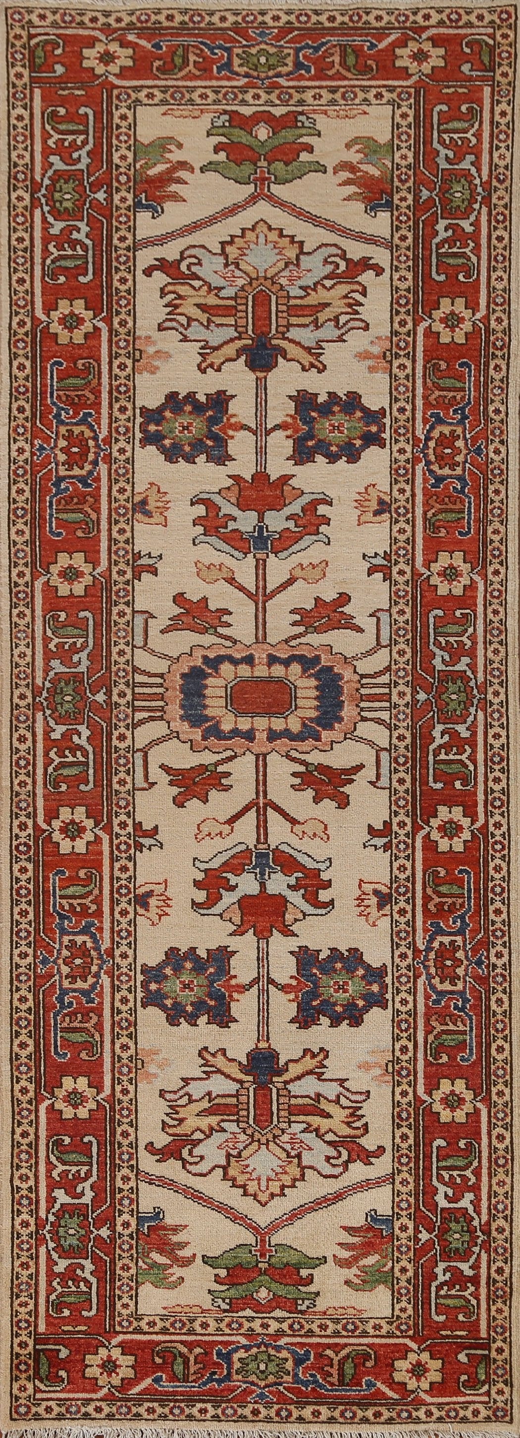 Vegetable Dye Heriz Serapi Oriental Runner Rug 3x8