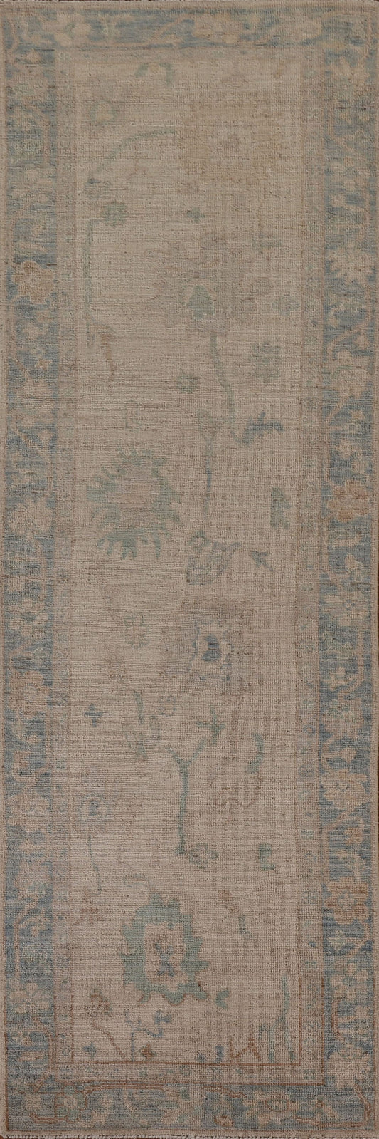 Vegetable Dye Oushak Oriental Runner Rug 3x10