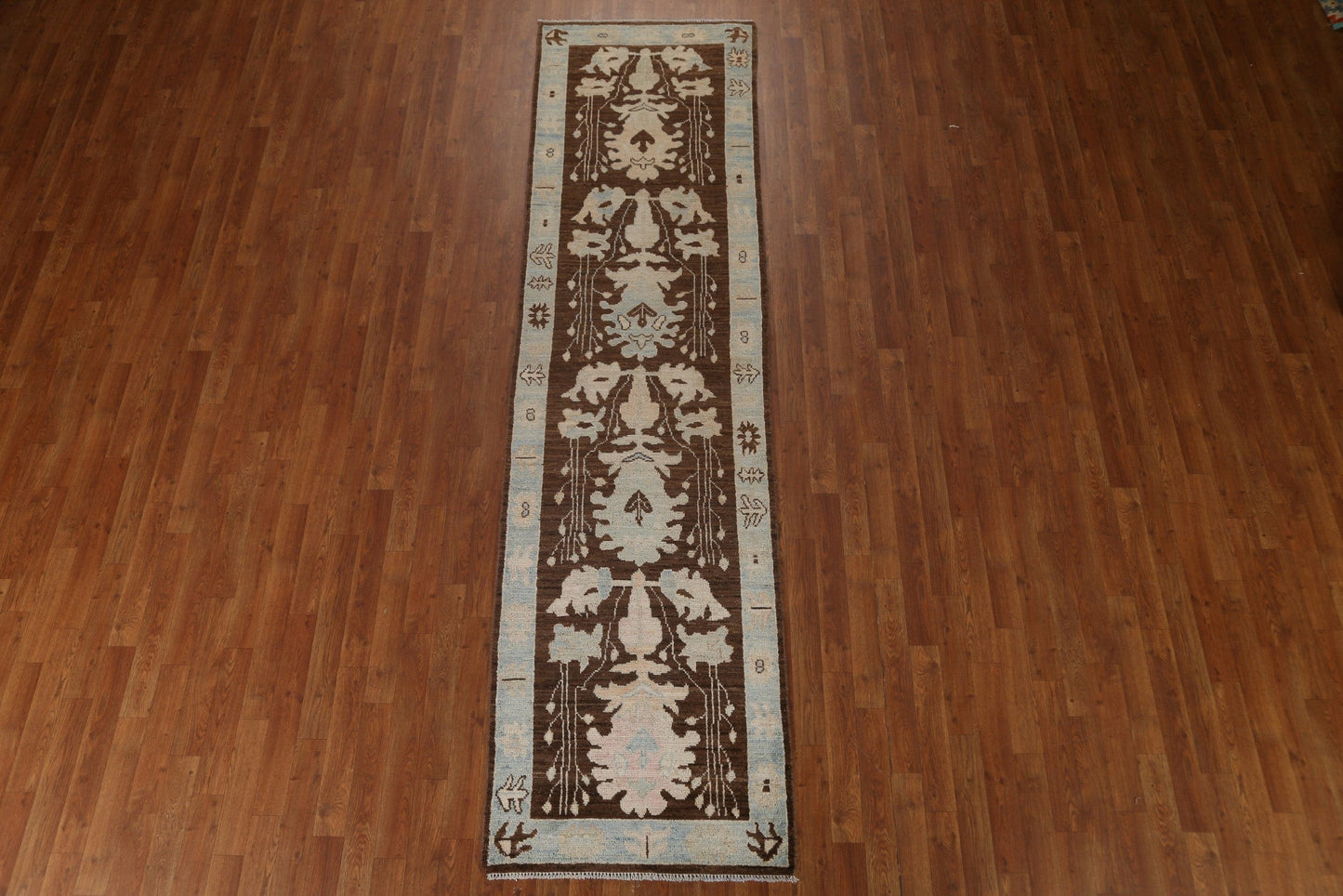 Vegetable Dye Oushak Wool Runner Rug 3x10