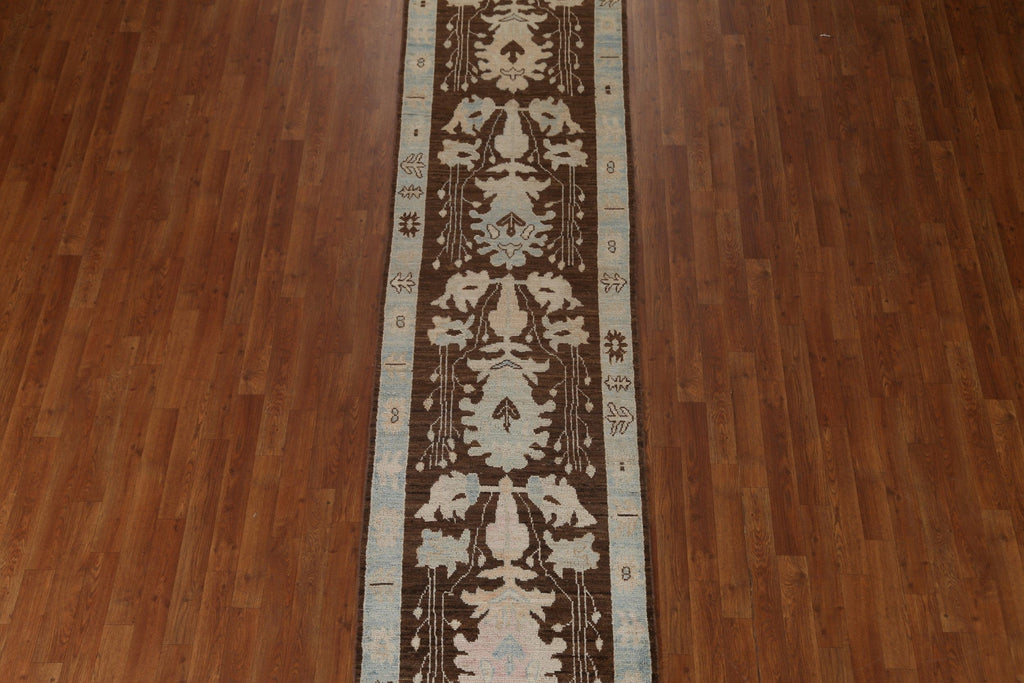 Vegetable Dye Oushak Wool Runner Rug 3x10