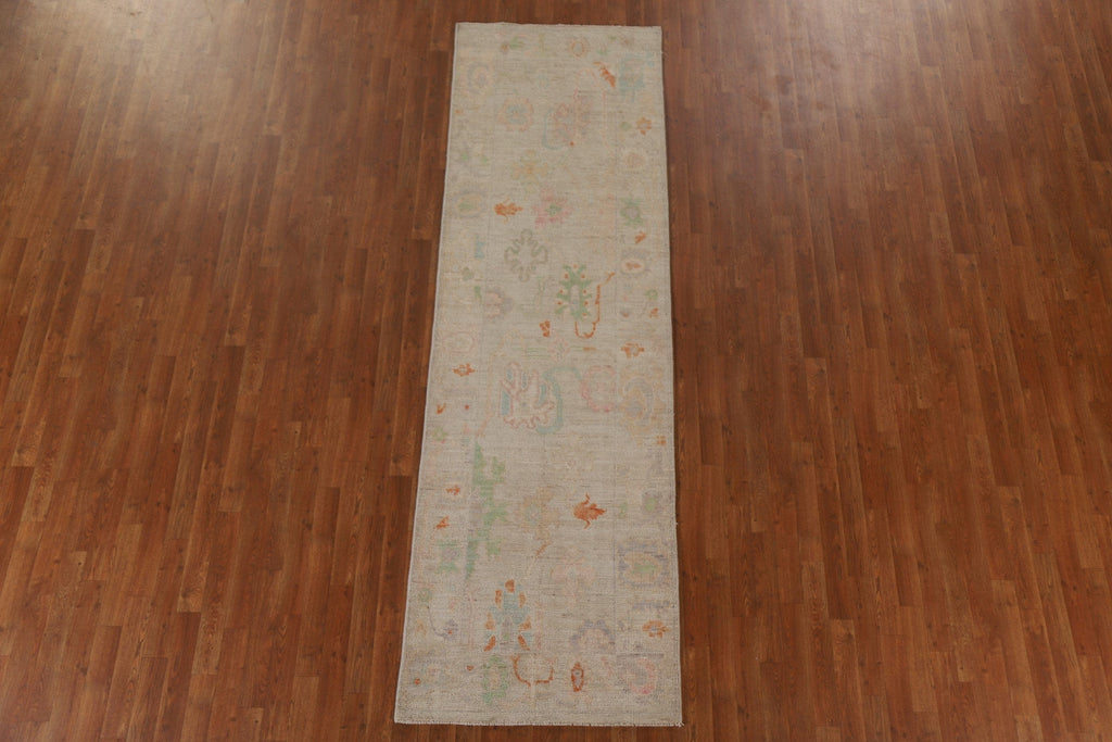 Vegetable Dye Oushak Wool Runner Rug 3x10