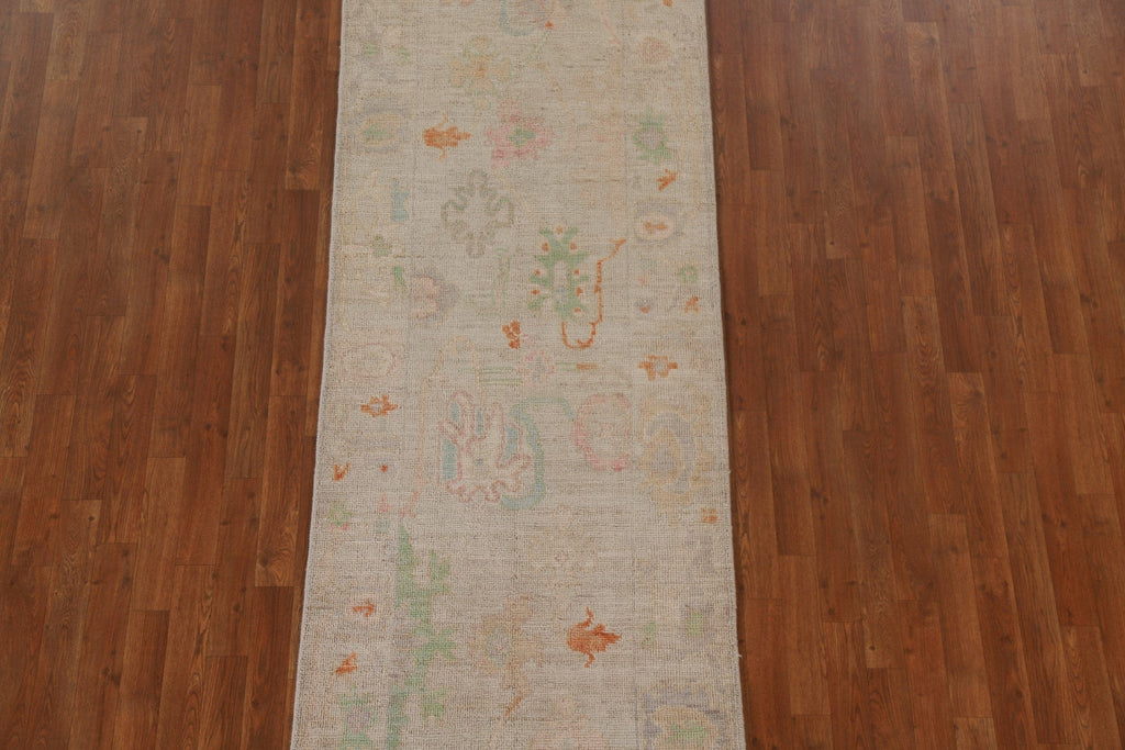 Vegetable Dye Oushak Wool Runner Rug 3x10