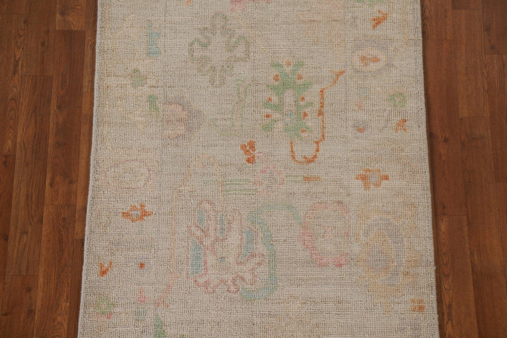 Vegetable Dye Oushak Wool Runner Rug 3x10