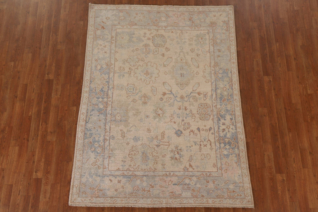 Vegetable Dye Oushak Wool Area Rug 5x7