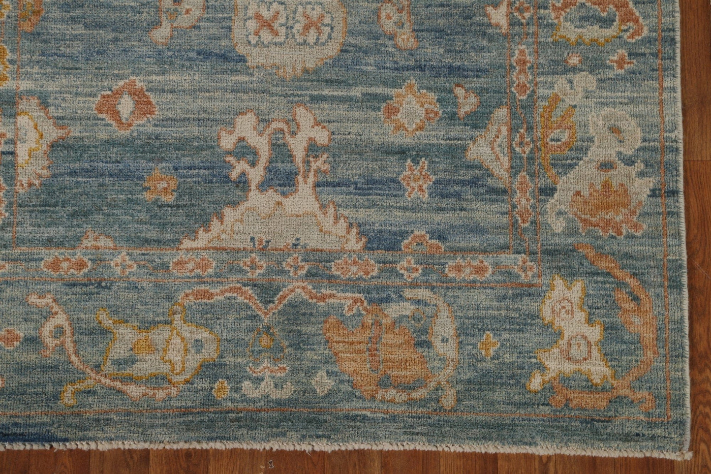 Blue Floral Oushak Vegetable Dye Area Rug 4x6