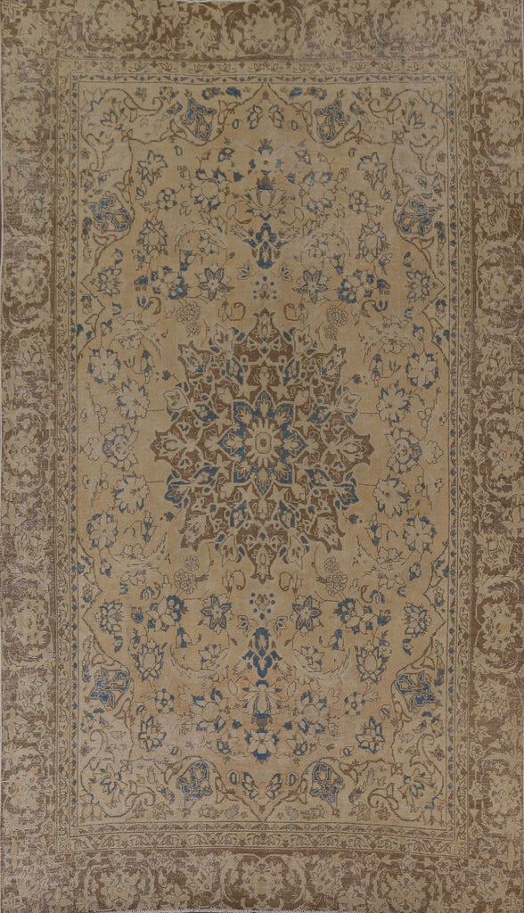 Distressed Floral Tabriz Persian Area Rug 7x11