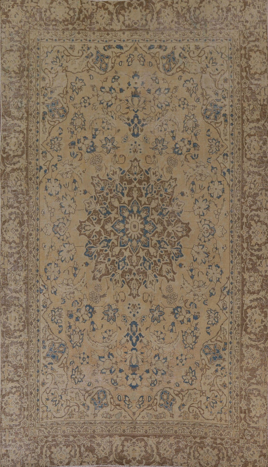 Distressed Floral Tabriz Persian Area Rug 7x11