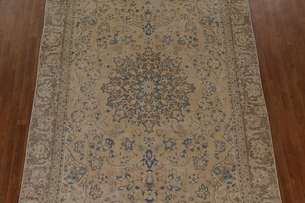 Distressed Floral Tabriz Persian Area Rug 7x11