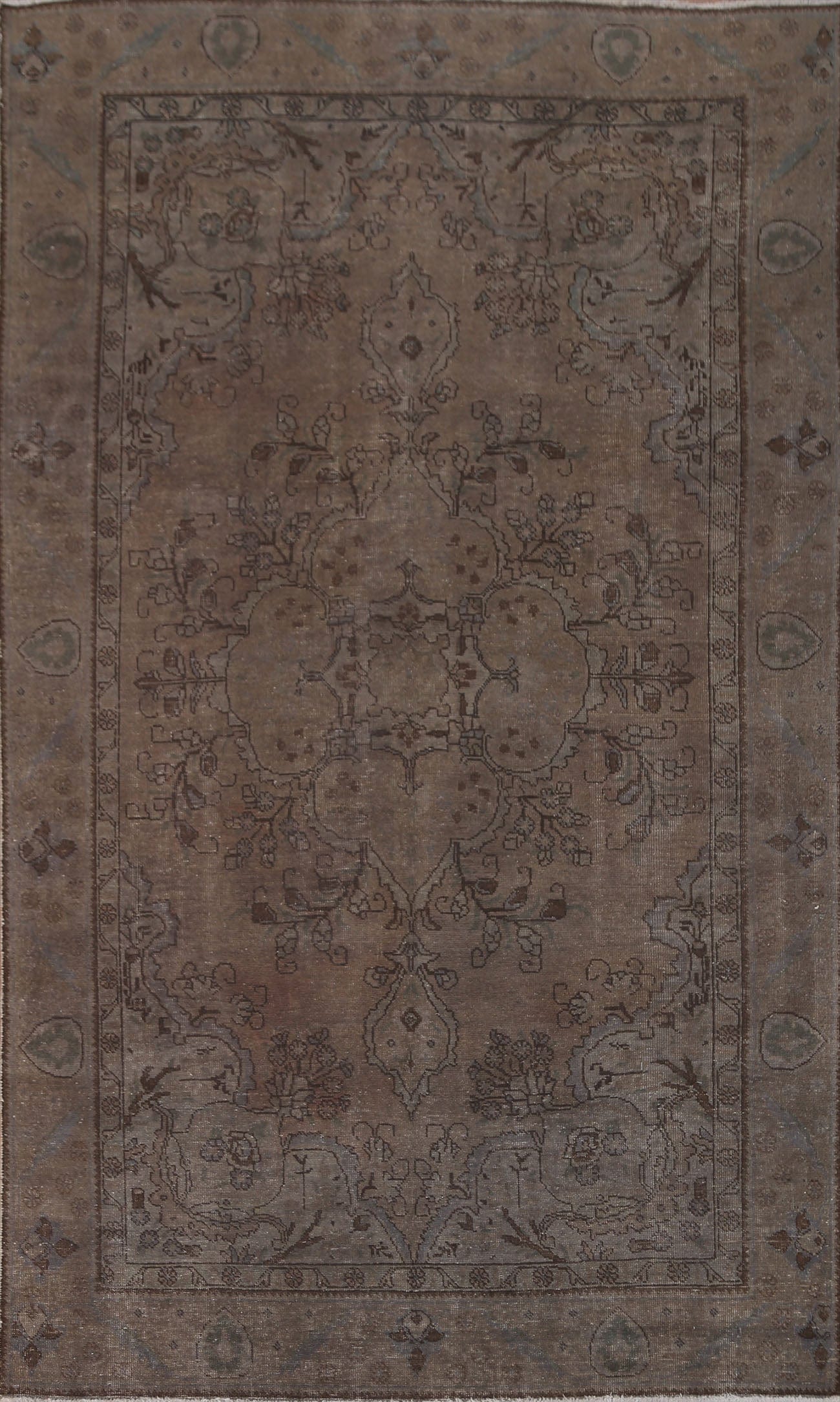 Distressed Over-Dyed Tabriz Persian Area Rug 6x9