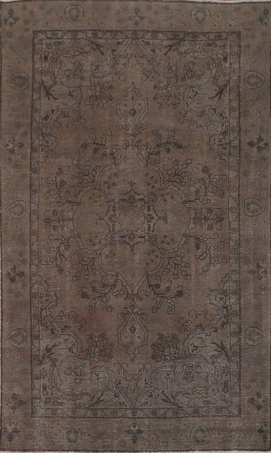 Distressed Over-Dyed Tabriz Persian Area Rug 6x9