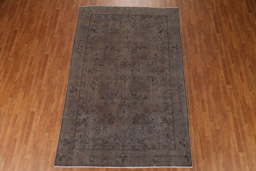 Distressed Over-Dyed Tabriz Persian Area Rug 6x9