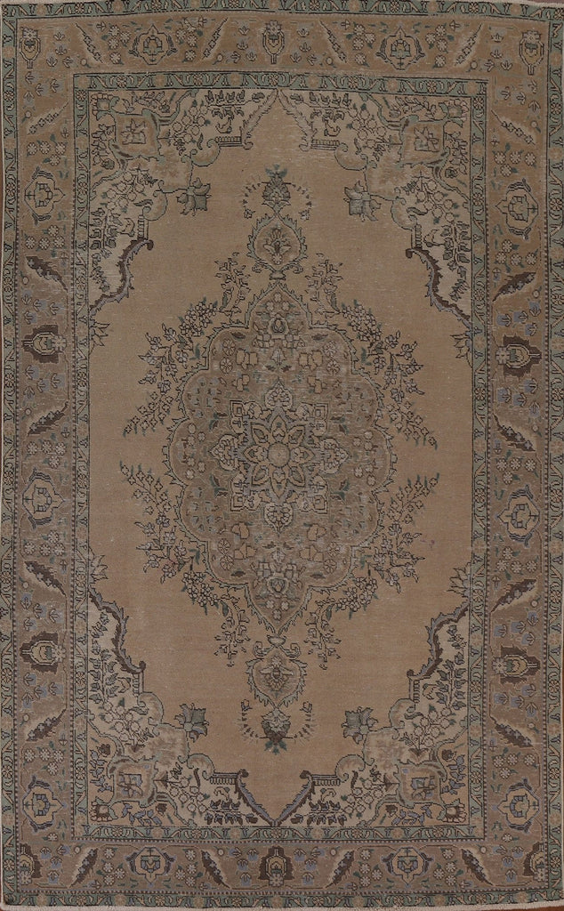 Distressed Vintage Tabriz Persian Area Rug 7x10