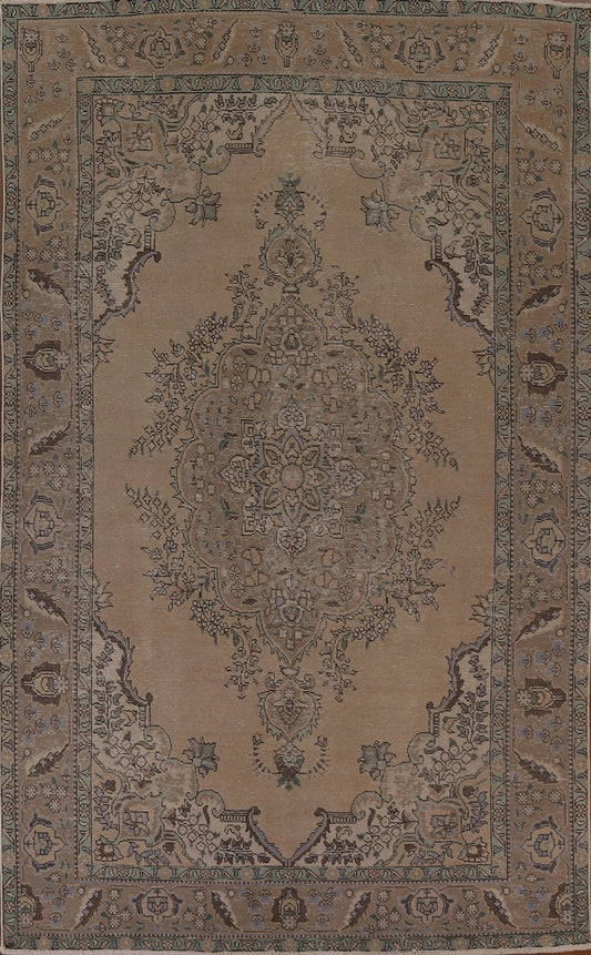 Distressed Vintage Tabriz Persian Area Rug 7x10