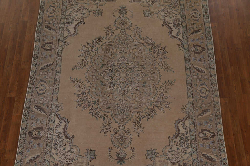 Distressed Vintage Tabriz Persian Area Rug 7x10