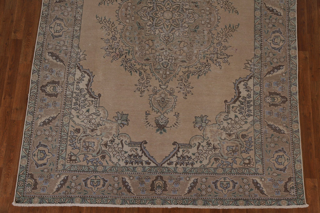 Distressed Vintage Tabriz Persian Area Rug 7x10