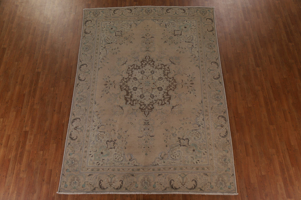 Distressed Vintage Tabriz Persian Area Rug 8x11