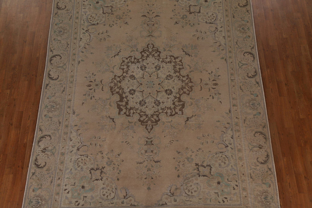 Distressed Vintage Tabriz Persian Area Rug 8x11