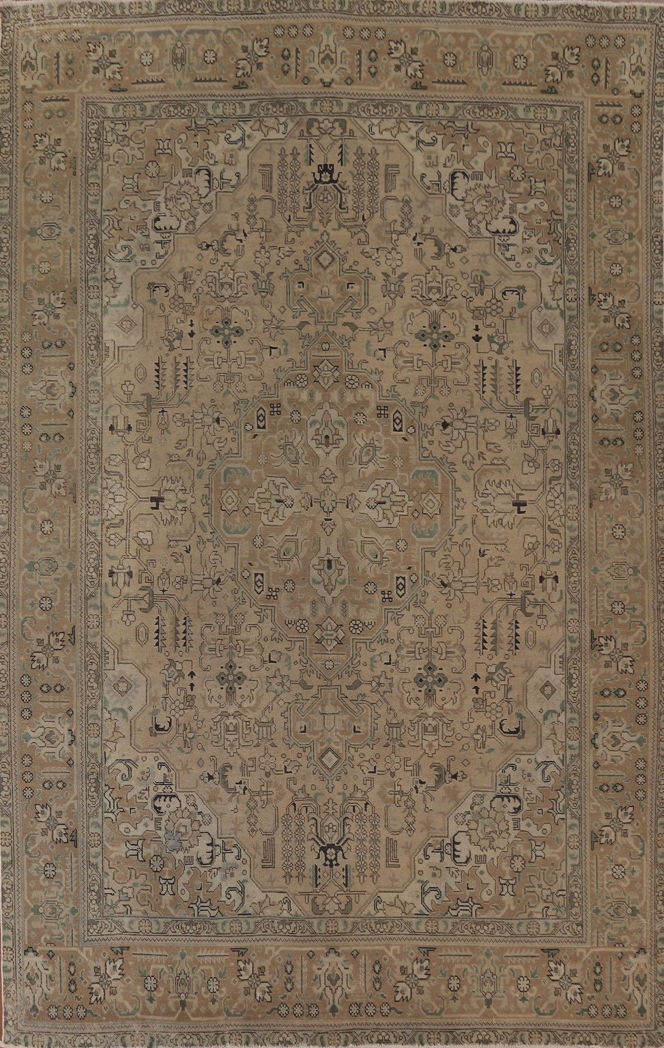 Distressed Wool Tabriz Persian Area Rug 8x11